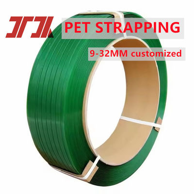 Custom Green PET Strapping Roll High Tension Polyester Band With 9-32mm Customized