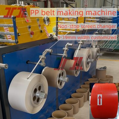 Double Screw Plastic PP Sandwich Strap Making Line With 2 Non-stop Screen Changer And GUOMAO Reducer