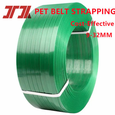 Green Embossing PET Plastic Strapping For Packing Pallet Bricks With Strong Strength 350-950kg