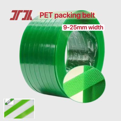 PET Plastic Steel Packaging 9-25mm Green PET strapping belt for automatic strapping