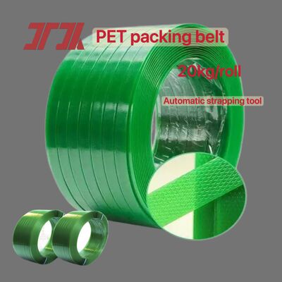PET Plastic Steel Packaging 9-25mm Green PET strapping belt for automatic strapping
